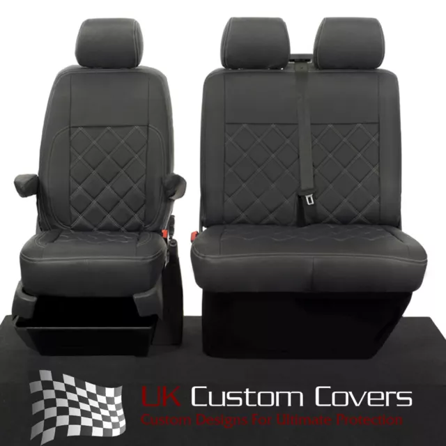 Vw Transporter T6/T6.1 Front Seat Covers Leatherette Black (2015 Onwards) 209