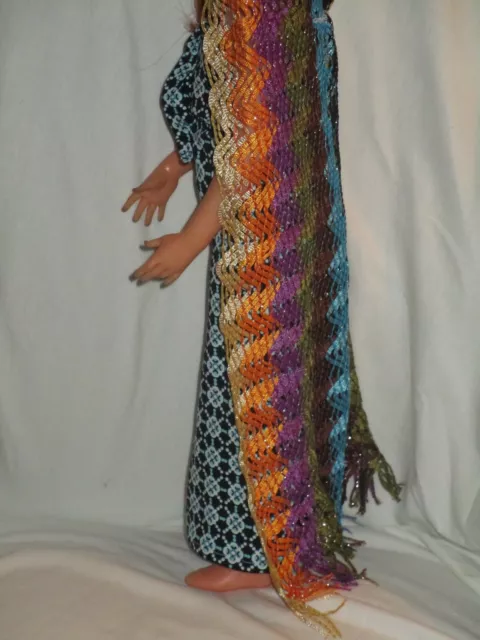 Ideal Crissy NO Doll OOAK Multi Color Strapless Dress w Hooded Cape Fringe 2