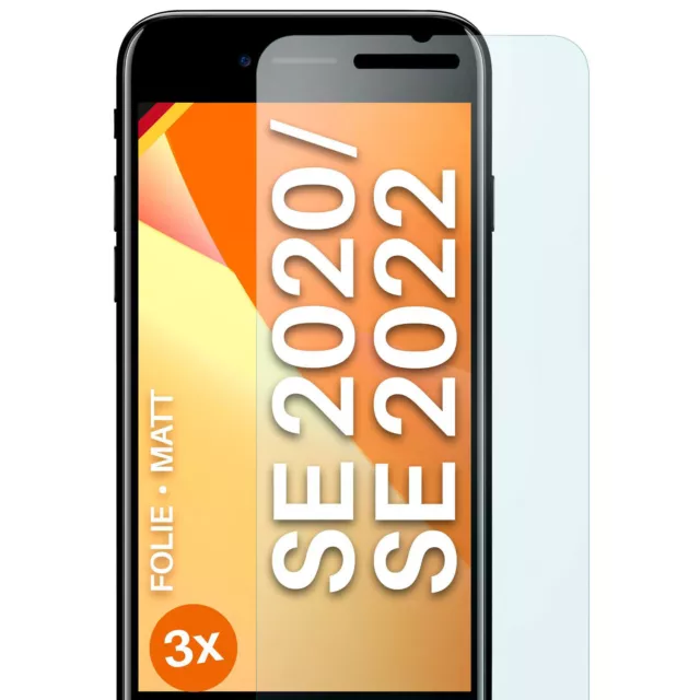 3x Schutzfolie Matt für Apple iPhone SE (2020/2022) Displayschutz 4H Anti Reflex