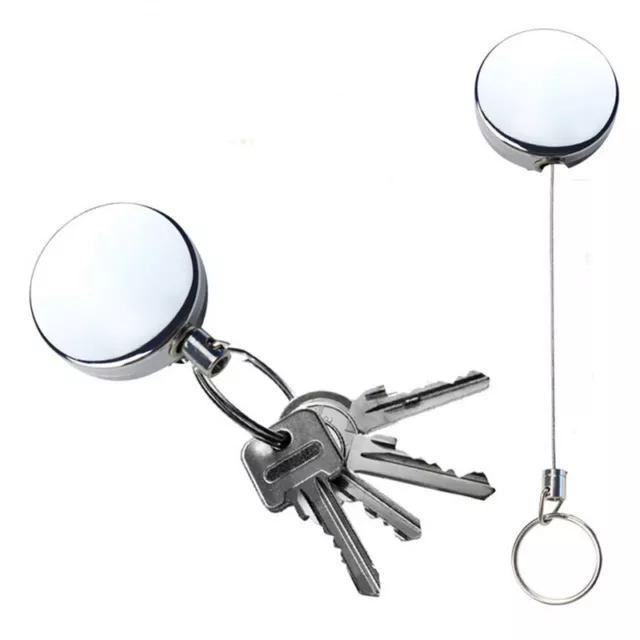 2 Pack Heavy Duty Retractable Badge Reel with Plastic Sleeve Card Holder  Metal ID Badge Holder Reel with Belt Clip Key Ring (MH-2pack White Black
