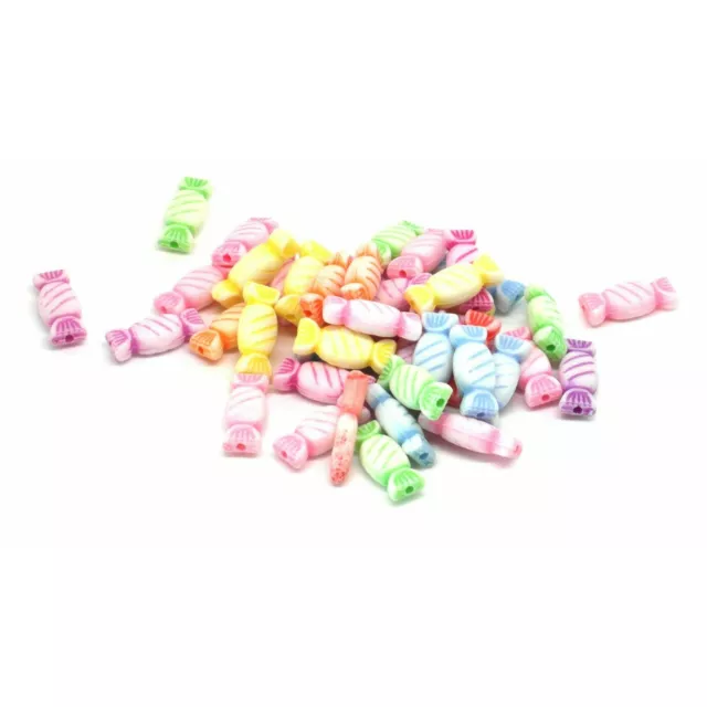 100 Acrylic Pastel Candy Beads - Sweets - 7mmx15mm - Mixed Colours - P00549