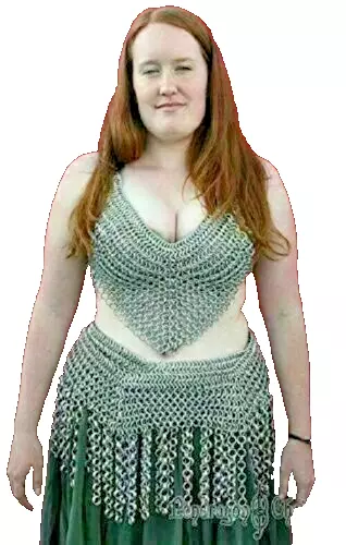 New Halloween handmade chain  Chainmail Aluminum Butted Bra and Skirt Knight