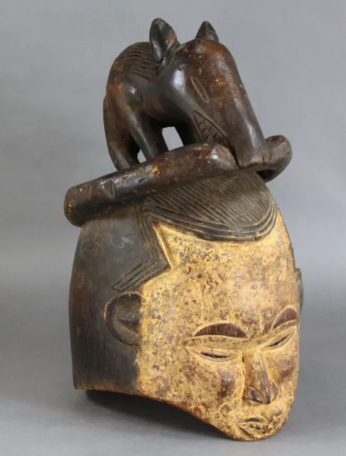 = Antique African SUKU Congo Helmet HEMBA Initiation Mask MAKUNDA Boar & Snake