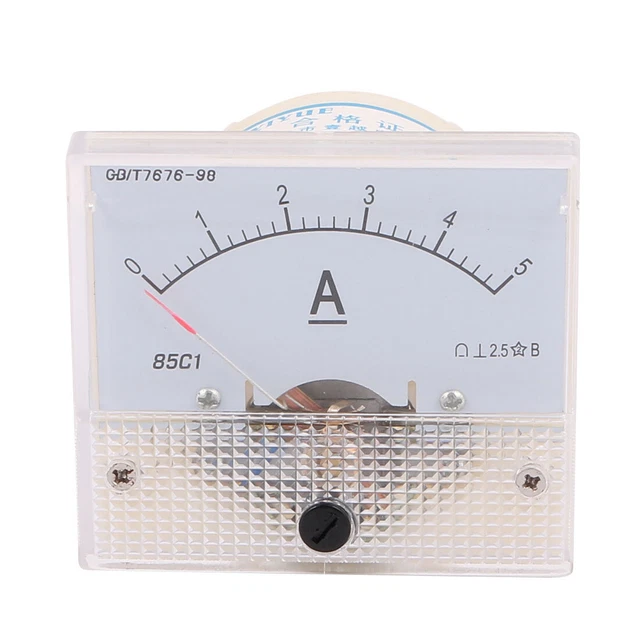 Weiß DC 0-5A Rechteck Panel Meter Aktuelle Analog Amperemeter Tester Manometer