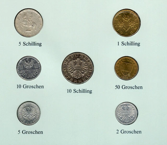 Coin Sets of All Nations Austria 1962-1994 UNC 5 Schilling 1962 Silver 1.9.89 3