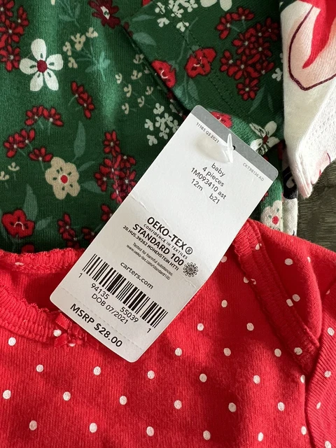 Carters Chrismas Colors One Piece L/S Shirts "Lot of 4" NWT 12 months