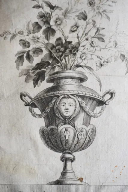 Jean-Jacques AVRIL 1744-1831 GRAVURE XVIII VASE MEDICIS FLEURS NEOCLASSIQUE 1780