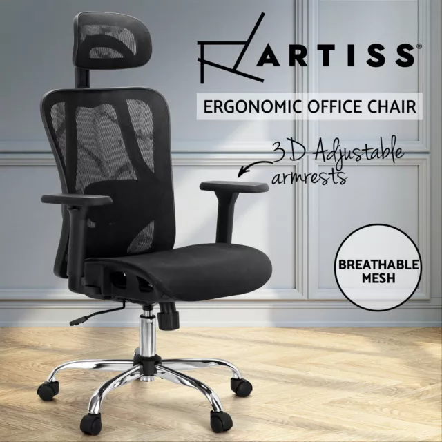 Artiss Ergonomic Office Chair Computer Desk Chairs Headrest Recline Black