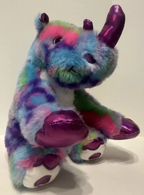 Fiesta 10” Psychedelic Rhinoceros Rainbow Tie Dyed Plush Stuffed Animal