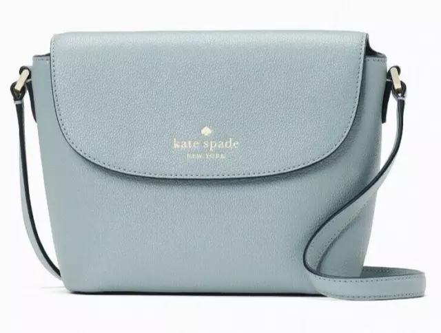 Kate Spade Emmie Steel Blue Leather Flap Crossbody K8215 Avalon Mist NWT $299 FS