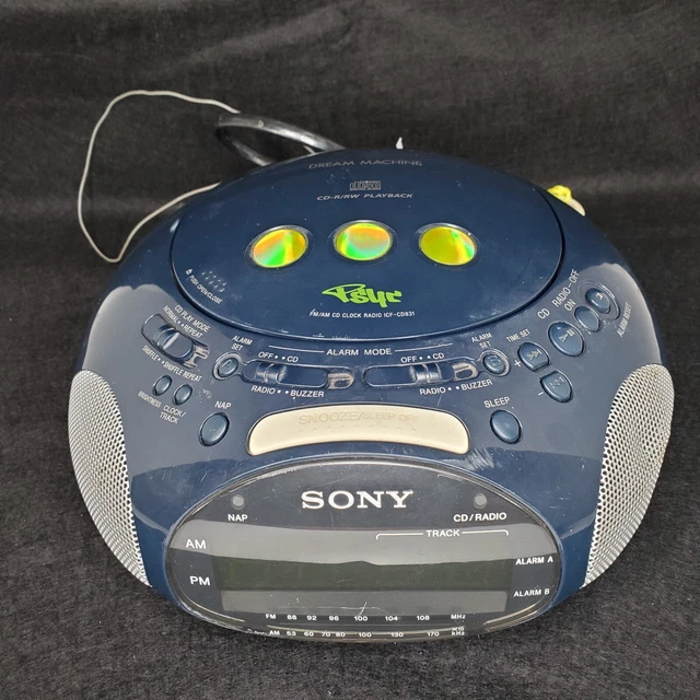 SONY ICFCD831 BLUE Psyc Dream Machine FM/AM CD Player Alarm Clock