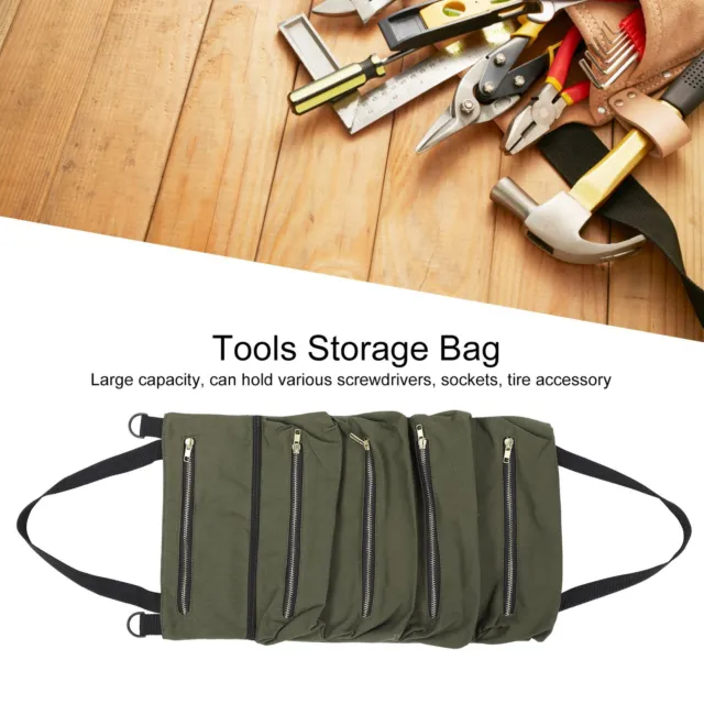 (Military Green 818002)Tools Roll Up Bag Portable Waterproof Tool Storage Pou AC