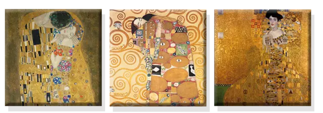 TIME4BILD GUSTAV KLIMT Adele Bloch Baum des Lebens Kuss 3 BILDER 50x50 LEINWAND