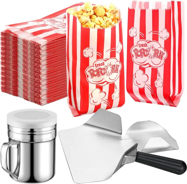 502 Pieces Popcorn Machine Supplies Set Includes 500 Pcs 1Oz Red and White Bags