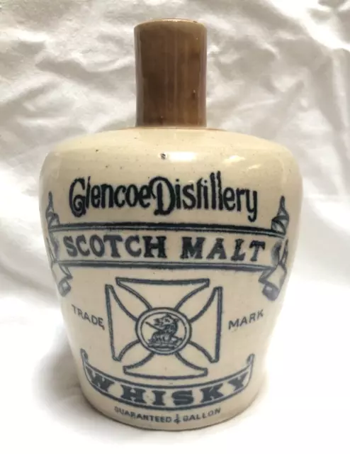 Vintage Rare Glencoe Distillery Scotch Malt Whisky Jug  1/4 Gallon Pottery