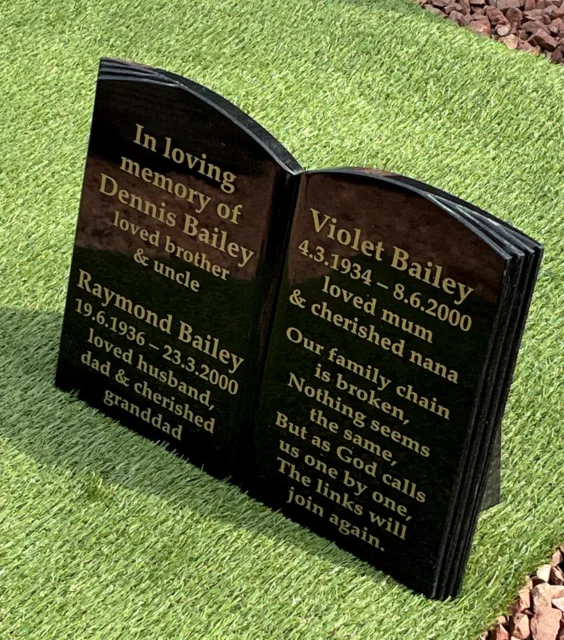 grave plaque personalised memorial stone book design own wording headstone