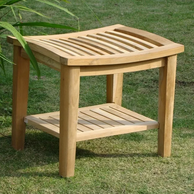 19" A Grade Teak Wood Stool Shelf Shower Home Bath / Spa / Garden Outdoor Indoor