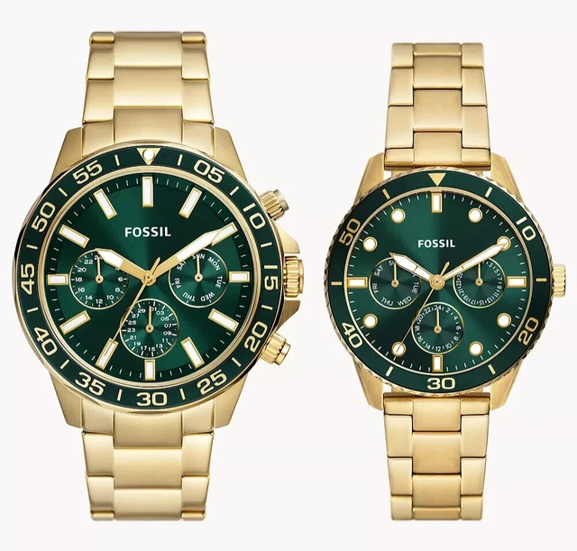 Gold Tone Fossil Uhr GrÃ¼n Gold Fossil Bq2400set Goldene Fossil