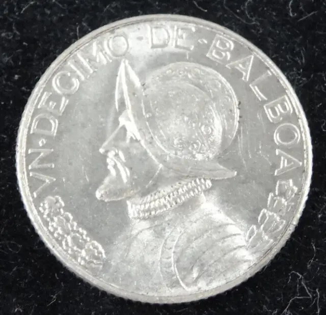 1931 Panama 1/10 Balboa Silver Coin KM #10.1 200k Minted High Grade Luster