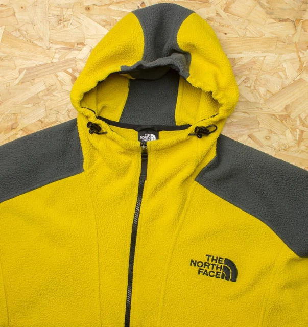 The North Face 94 RAGE Fleece Jacket Mens Size M Medium Hooded Yellow Grey TNF