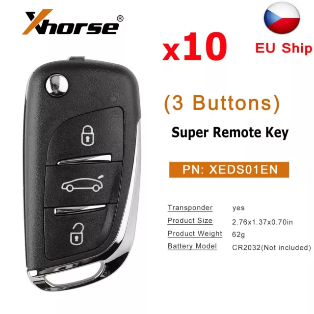 10 x Xhorse XEDS01EN Super Remote Key For DS 3 Buttons For VVDI Key Tool/ VVDI2