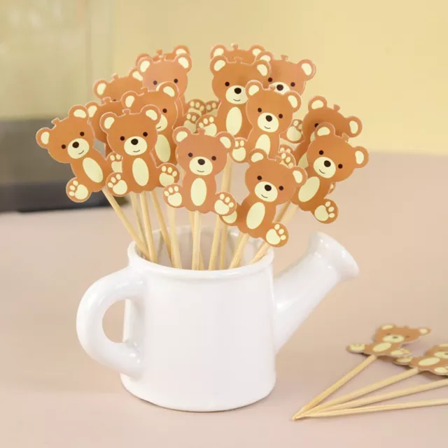 20pcs Multifunctional Bear Bamboo Skewers Food Picks  Birthday Party