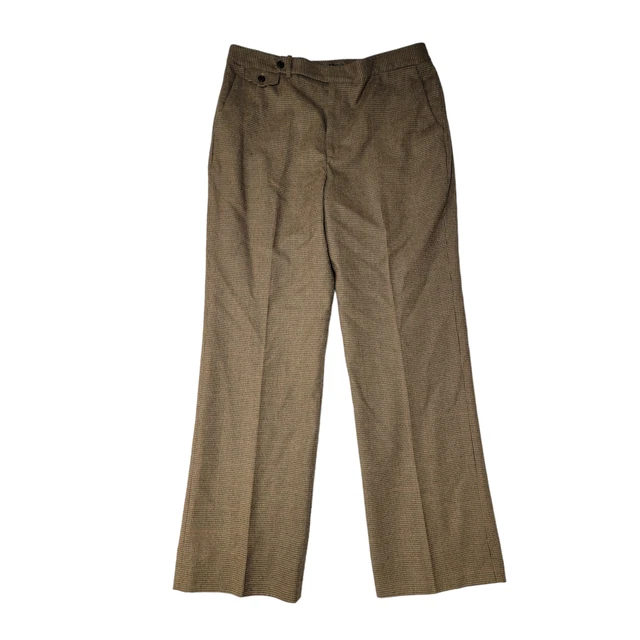 Lauren Ralph Lauren Womens Houndstooth Wool Trousers Straight Leg Brown Size 14