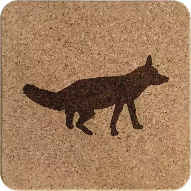 'Fox silhouette' Square Cork Trivet / Pot Stand (TR00024580)