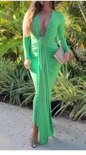 $515 SOLACE London Lorena Midi Dress Green DRAPE JERSEY US SIZE 8 long sleeve