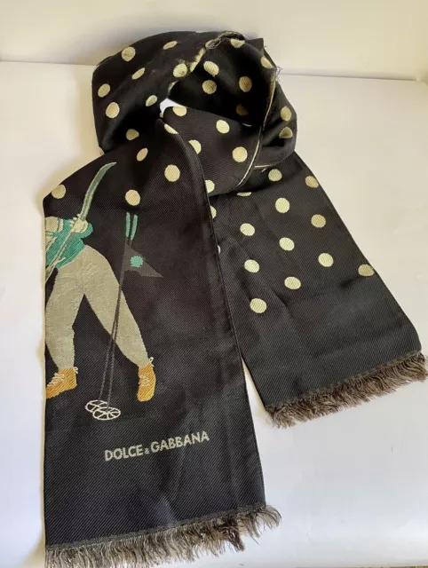 Dolce & Gabbana Originale Sciarpa Stola Foulard Vintage In Seta E Poliestere