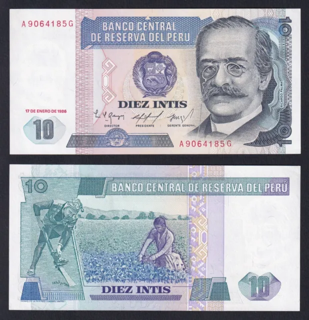 Banknote Peru 10 Intis 1986 P 128 Fds / UNC C-04