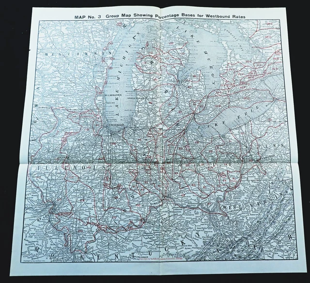 ANTIQUE ERIE RAILROAD Map New York Chicago American Eastbound Freight