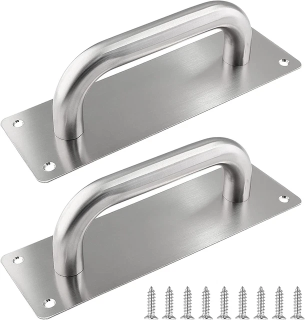 Waziaqoc 2Pcs Push Door Handle Pull, Stainess Steel Heavy Duty Handle Plate Comm