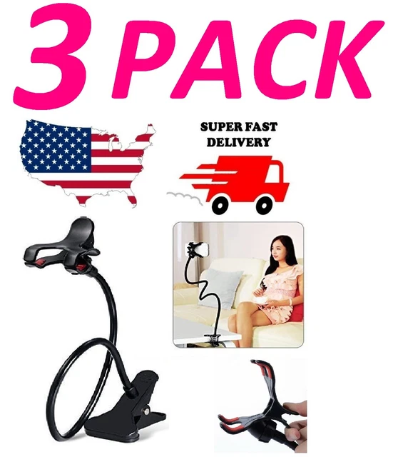 Flexible 360 Clip Mobile Cell Phone Holder Lazy Bed Desktop Bracket Mount Stand