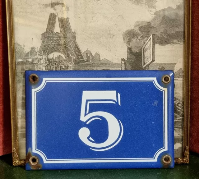 Vintage french in Paris enamel house number 5 sign for door gate street portal