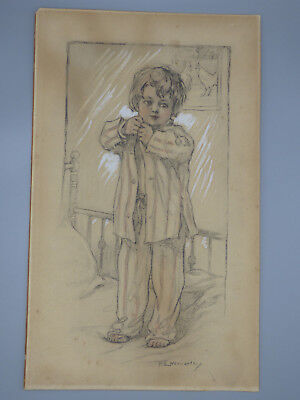 Florence Nosworthy Original Illustration Drawing of Child Listed Artist Art