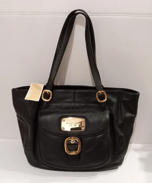 Michael Kors Hudson Downtown Black Pebble Leather Tote Handbag NWT MSRP $498