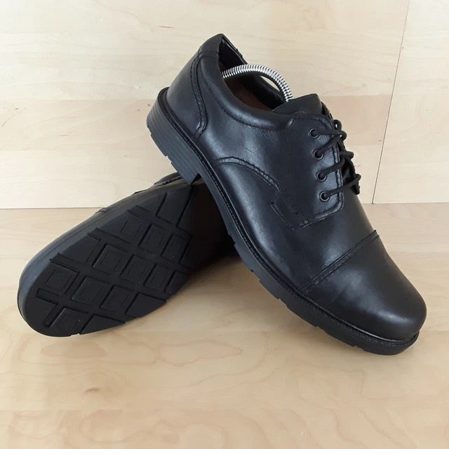 CLARKS MENS LAIR Cap Black Leather Shoes Cushion Cell Size Uk 10