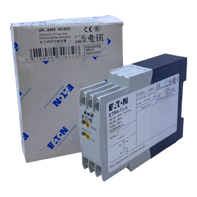 EATON ETR411A TIME Relay 24240V AC/Dc 3A 240V Dc 400V AC 50/60Hz Din