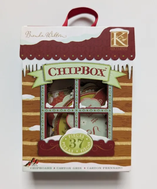 Acentos de álbum de recortes K&Company Brenda Walton icono de hoja perenne chipbox chipboard