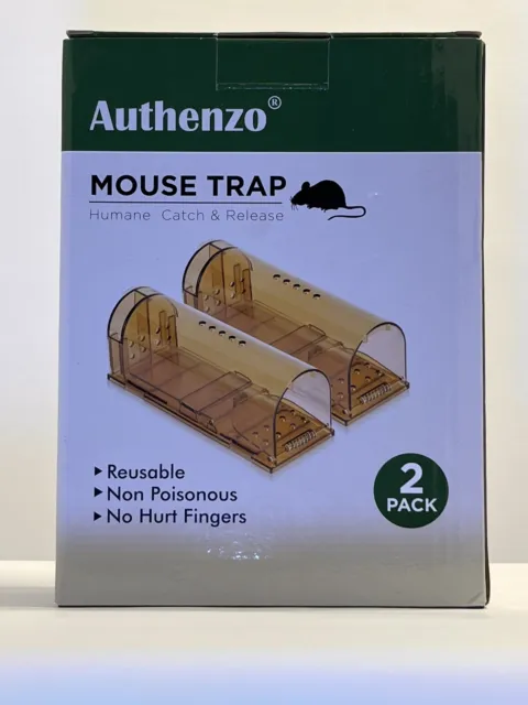 Authenzo Mouse Rodent Trap Humane No Kill Catch/Release 2 Pack Reusable Pet Safe