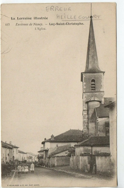 HEILLECOURT - Meurthe & Moselle - CPA 54 - rue et église  - Erreur de l'éditeur