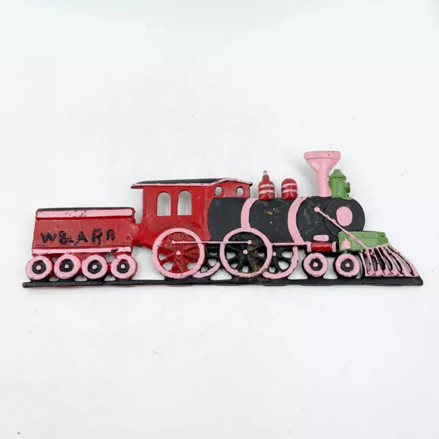 Vintage Cast Iron Locomotive Train Wall Hanging W&ARR 12" Steam Engine Painted