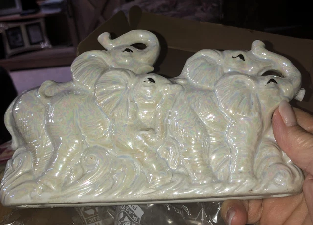 Elephant Family Statue Ceramic Figurine Gift Home Decor P12