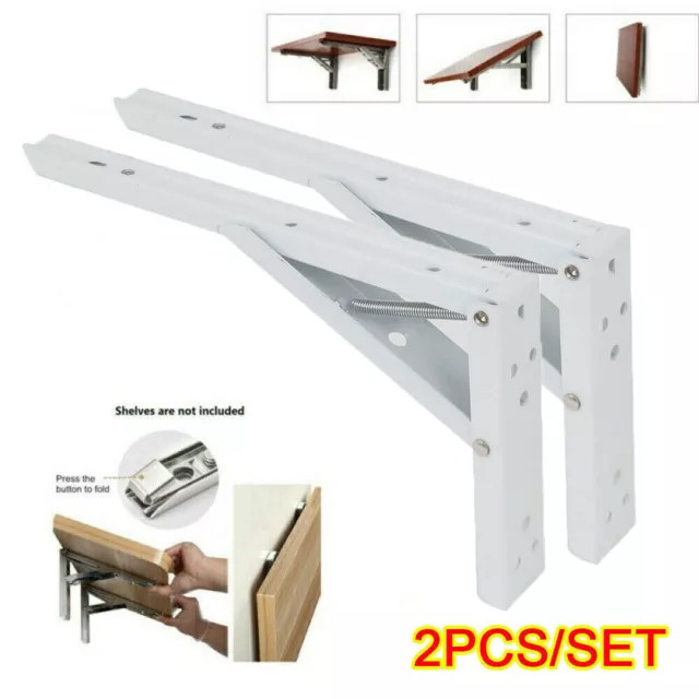 1Pair Folding Heavy Duty Shelf Bracket Triangle Bench Mounted Table Wall Hinges