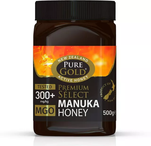 New Zealand Pure Gold Premium Select Manuka Honey 300+ Mgo 500g Active Honey