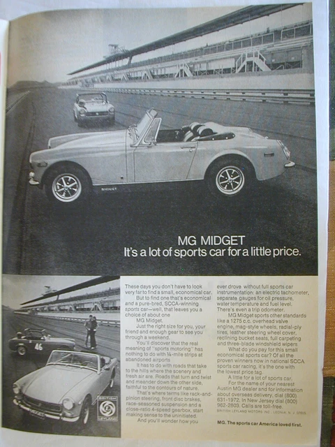 1972 Mg Midget, Uniroyal Radial Tires Garage Art 2 Side Vintage Print Ad L051