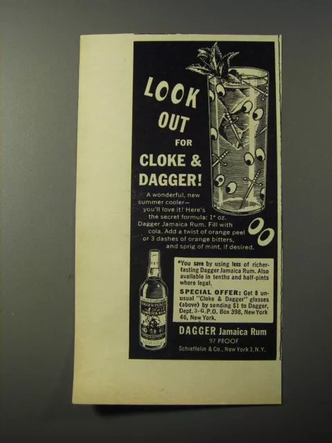 1953 Dagger Jamaica Rum Ad - Look out for Cloke & Dagger