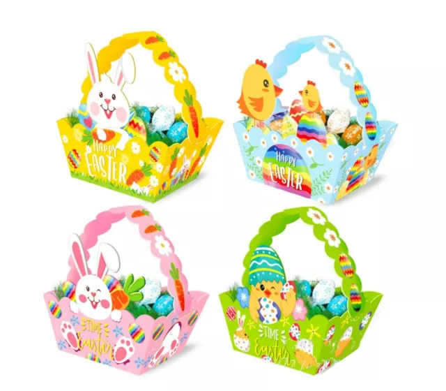 12x Easter Box Bunny Rabbit Eggs Hunt School Paper Kid Craft DIY Basket Holder