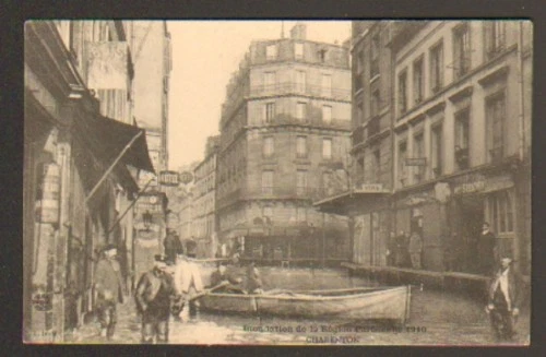 CHARENTON (94) COMMERCES animé , INONDATION 1910